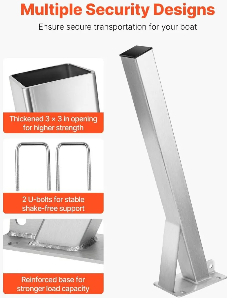 Support de treuil pour bateau avec boulons en U pour timon 76mm - 4