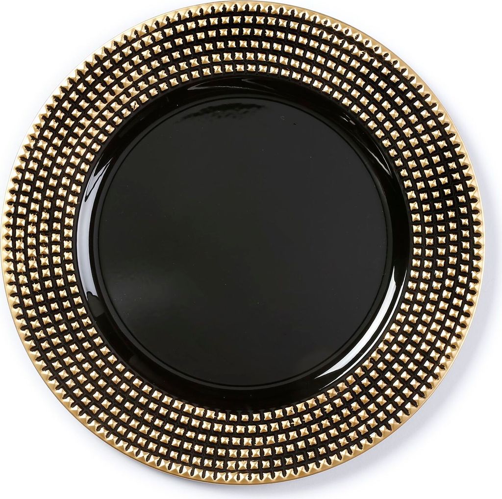 Inge-glas Dekoteller Silber Gold rot gestanzter Rand 33cm Produktbild 