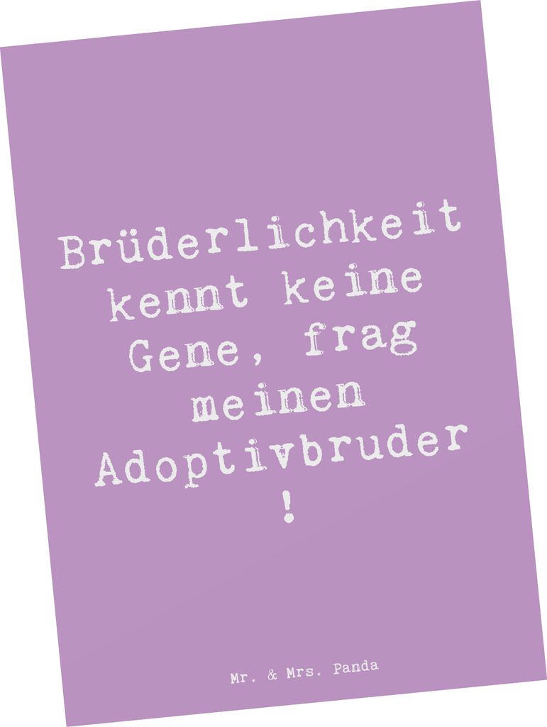 Mr. & Mrs. Panda Postkarte Spruch Adoptivbruder Liebe - Lavendeltraum - Geschenk, Postkarten, Weihnachten, bildkarte, Geschwisterliebe, Grußkarte,...
