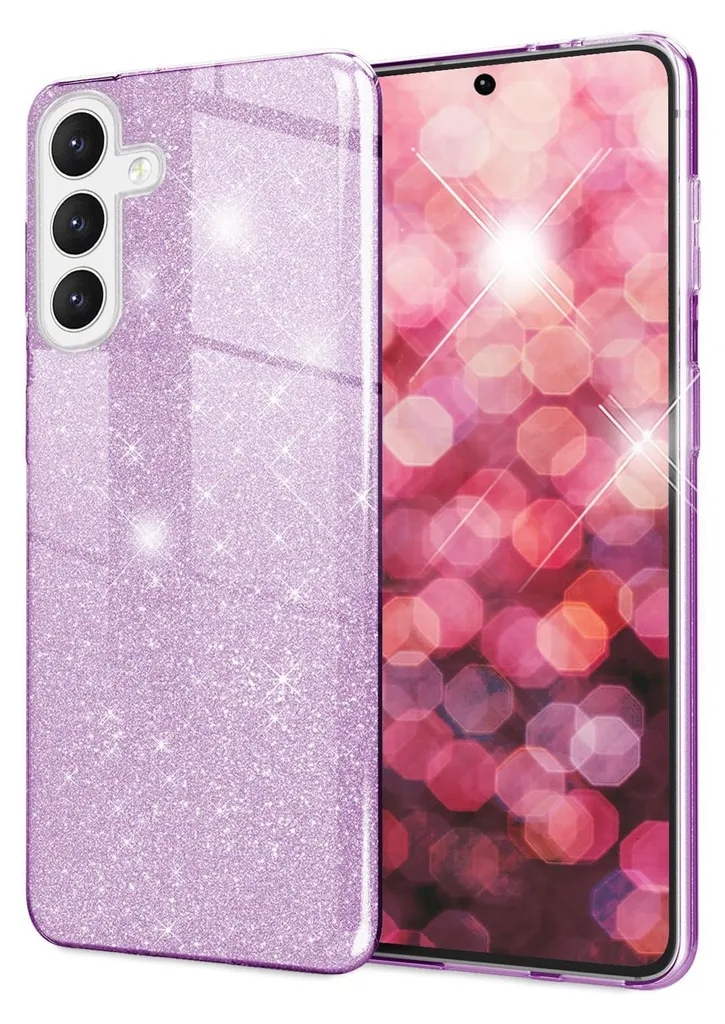 NALIA Cover Samsung S24 Plus Viola | Ibrida Silicone e Glitter