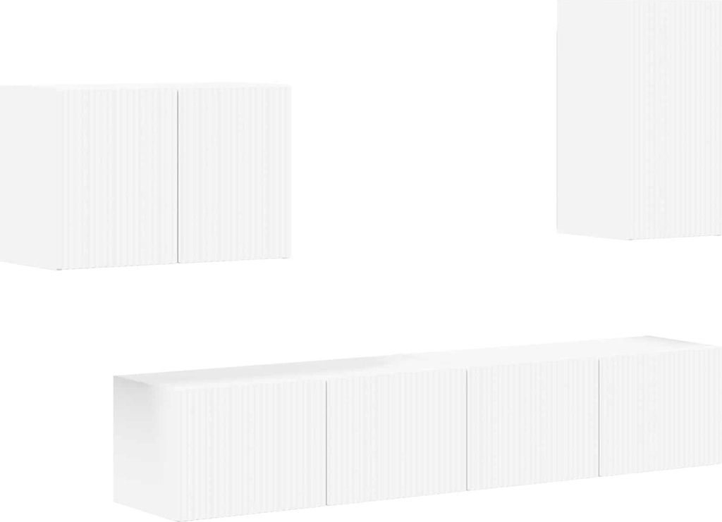 TV-Wandregal-Set Wandmontiert 4 pcs Weiß Holzwerkstoff