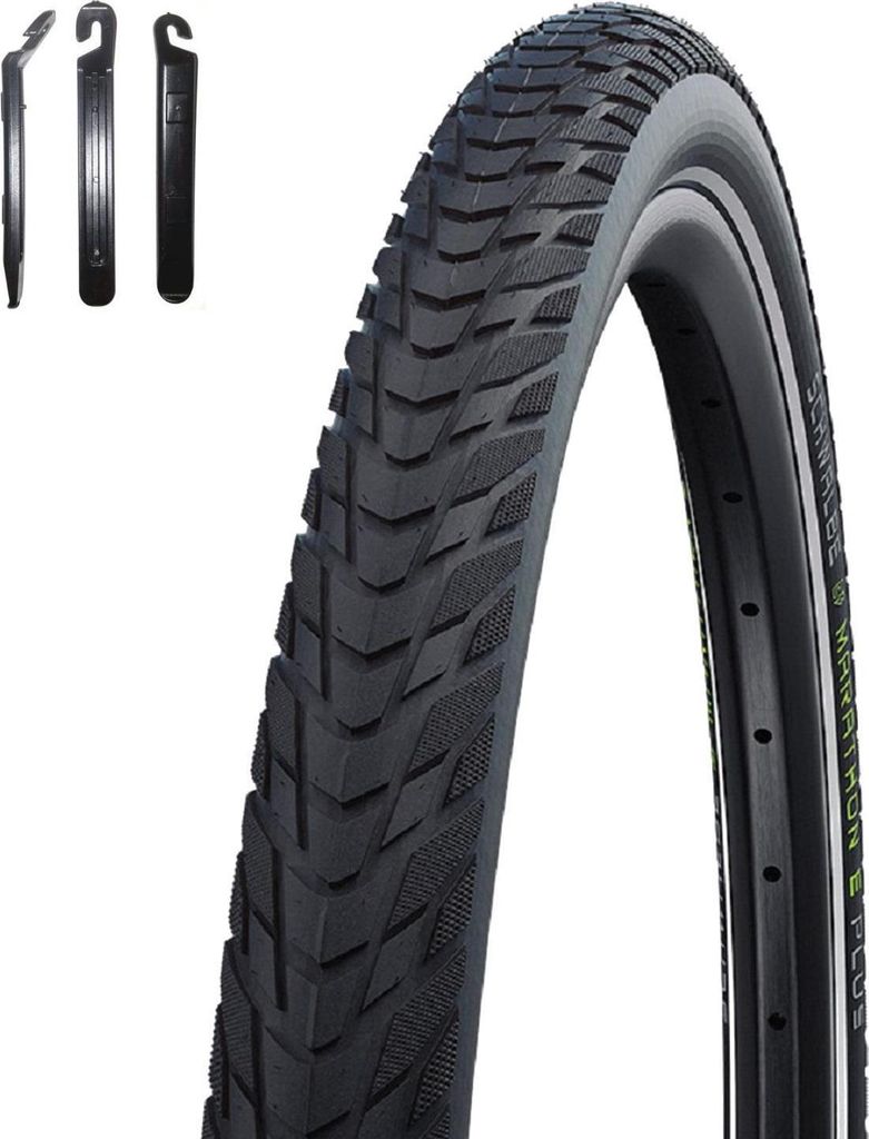 1 x Schwalbe Marathon E-Plus Smart D-Guard E-50 Schwarz-Reflex 55-622 inkl. Reifenheber