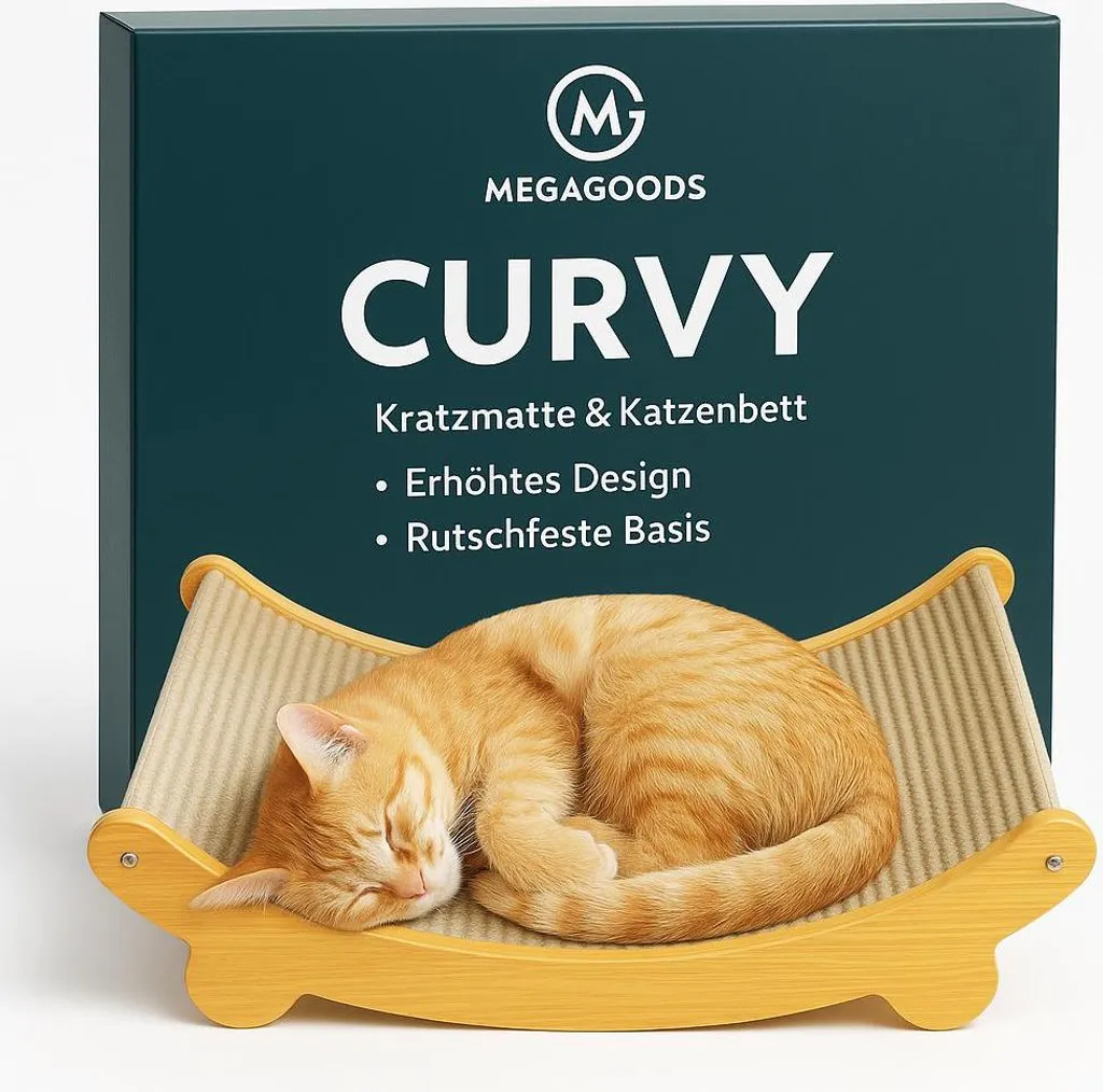 Arbre à chat horizontal en bois et tapis de griffage design ergonomique