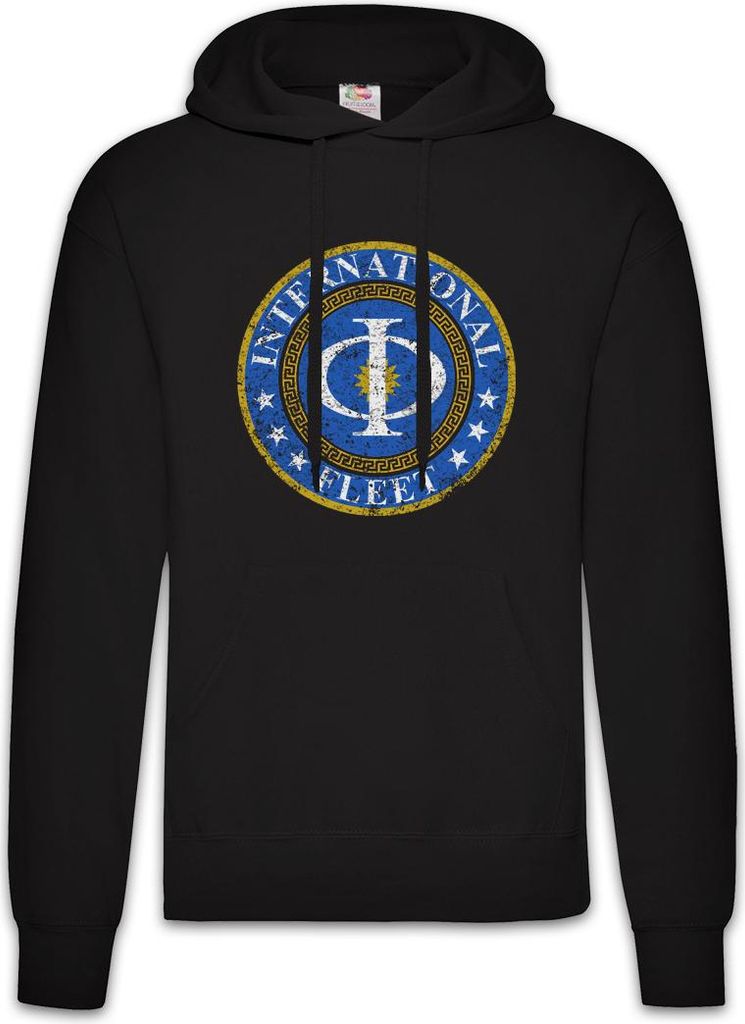 Urban Backwoods Vintage International Fleet Logo, Herren Hoodie, Farbe: Schwarz, Größe: M
