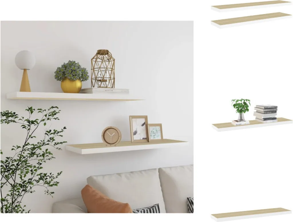 vidaXL Mensole Galleggianti 90cm Rovere e Bianco | Arredo Design Moderno