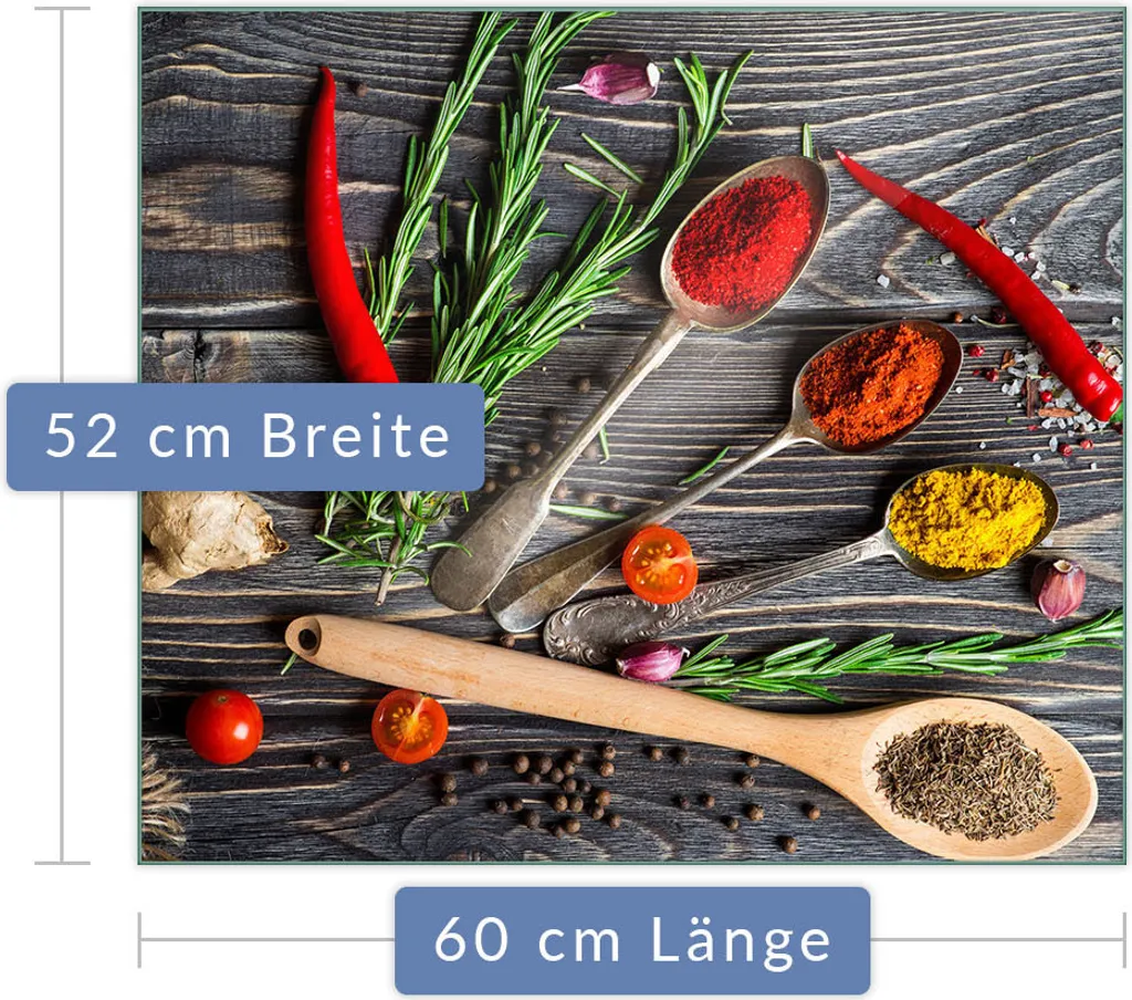 Piastra Copertura Vetro 60x52 Tagliere Gigante Design Spezie Cucina