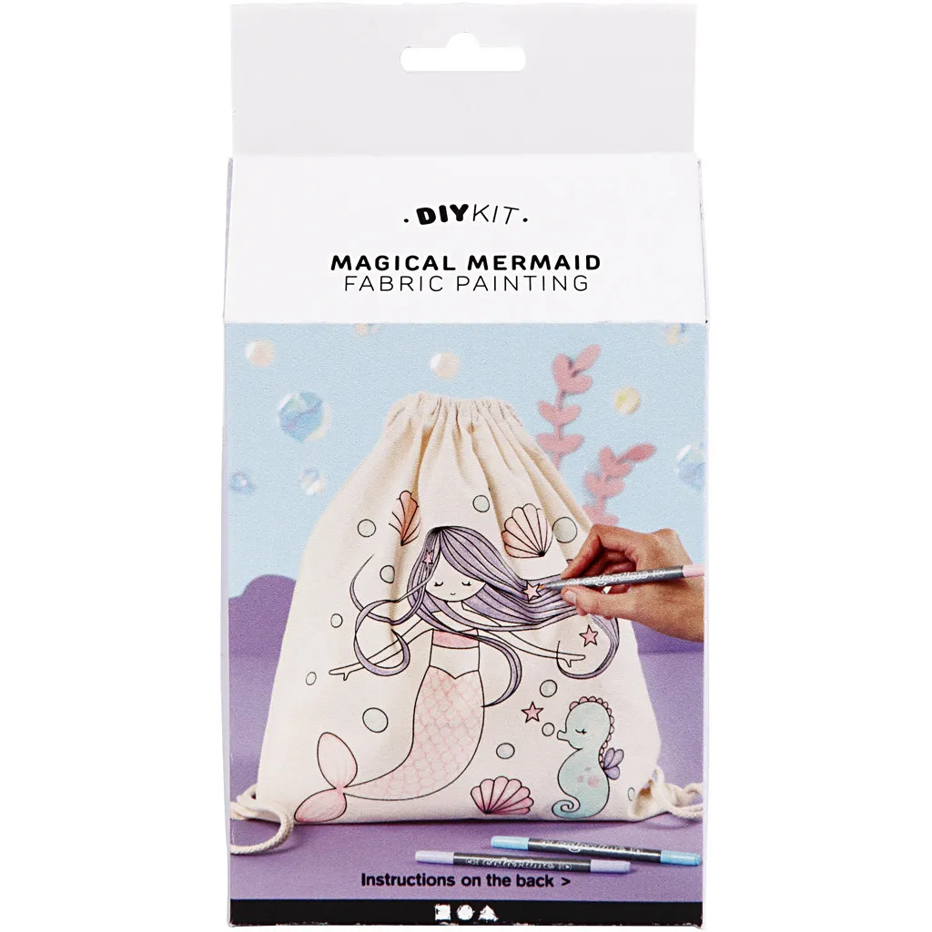 Kit Borsa da Ginnastica DIY Sirena | Tessuto Decorabile e Resistente