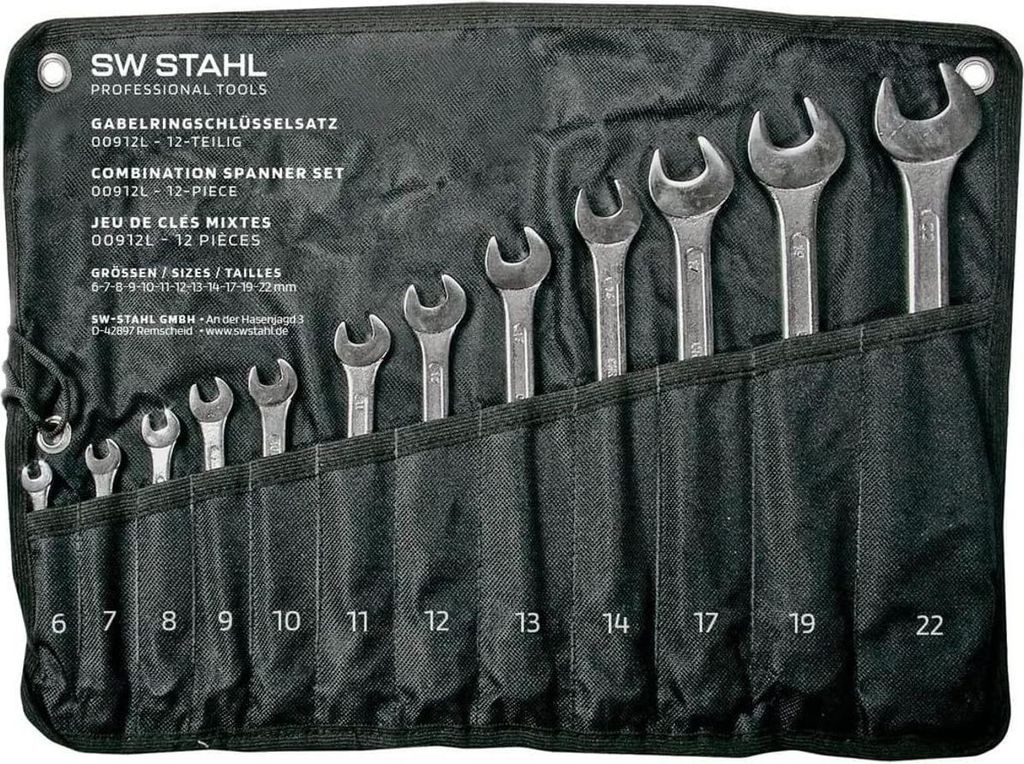 SW-Stahl 00912L Gabelringschlüsselsatz, 6-22 mm, 12-teilig
