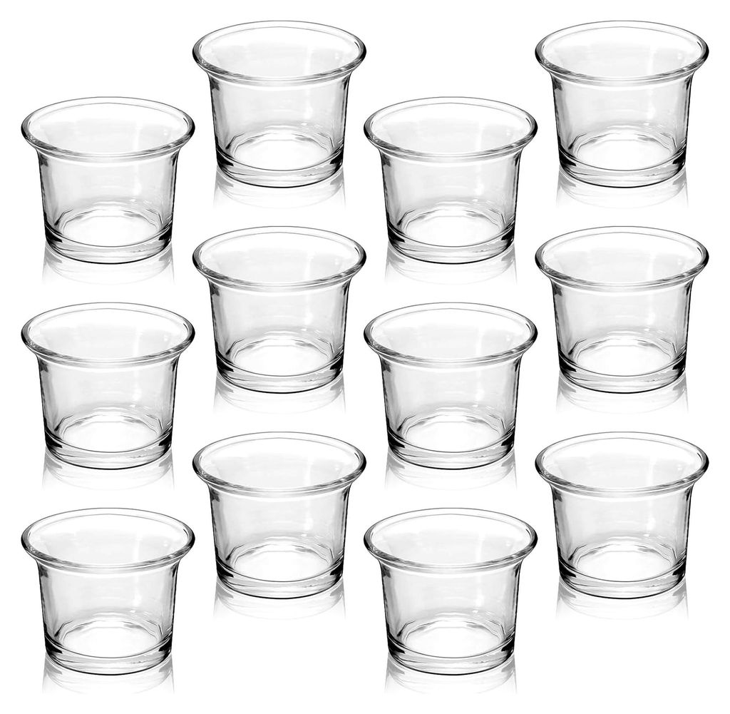 12 Stück Votivkerzenhalter aus klarem Glas, Teelichthalter für Zuhause, Kerzenhalter für Teelichter, Teelichthalter für Hochzeit, Party, Heimde...