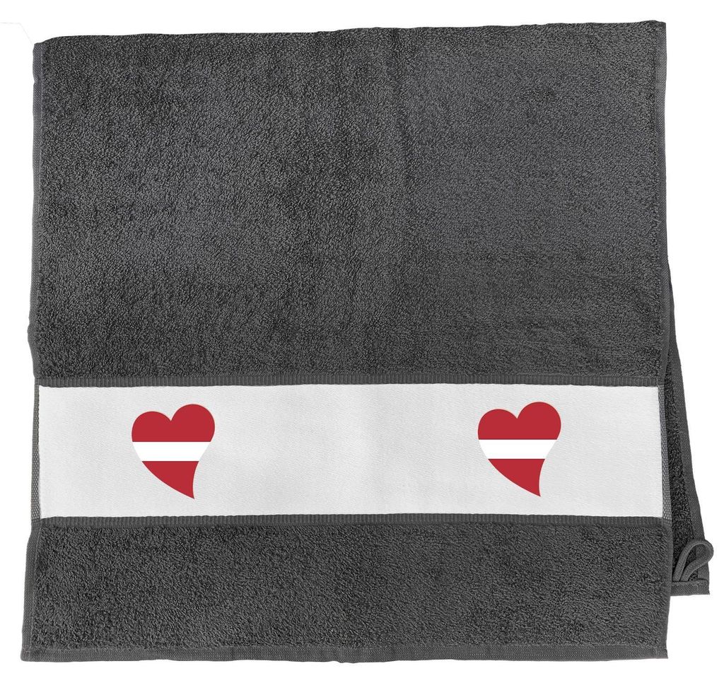 Huuraa Handtuch Lettland Flagge Herz 50x100cm Graphite Baumwolle Handtuch Geschenkidee