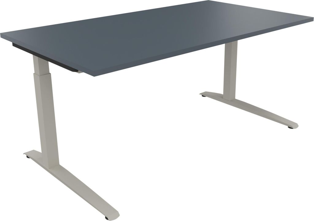 Schreibtisch Kufe Einzels. Quadrat B1600xT900xH650-850 si/Lavagrau