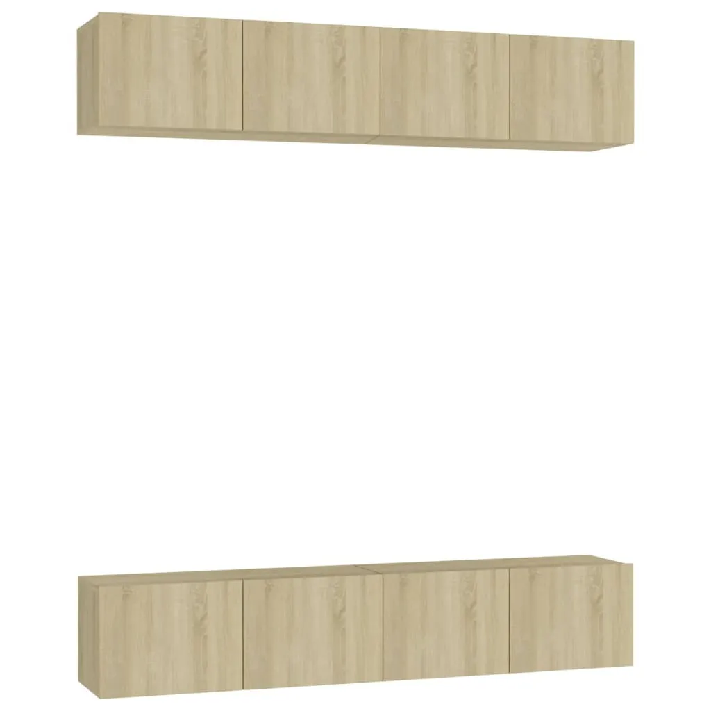 Set 4 Mobili Porta TV Rovere Sonoma 80x30x30 cm - Design Sospeso a Parete