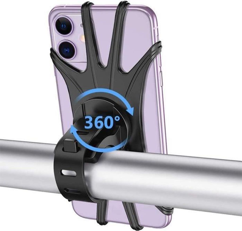 Universelle Fahrrad-Handyhalterung für Lenker, 360° drehbare Motorrad-Handyhalterung für Smartphones von 4,0 bis 6,5 Zoll, Schwarz