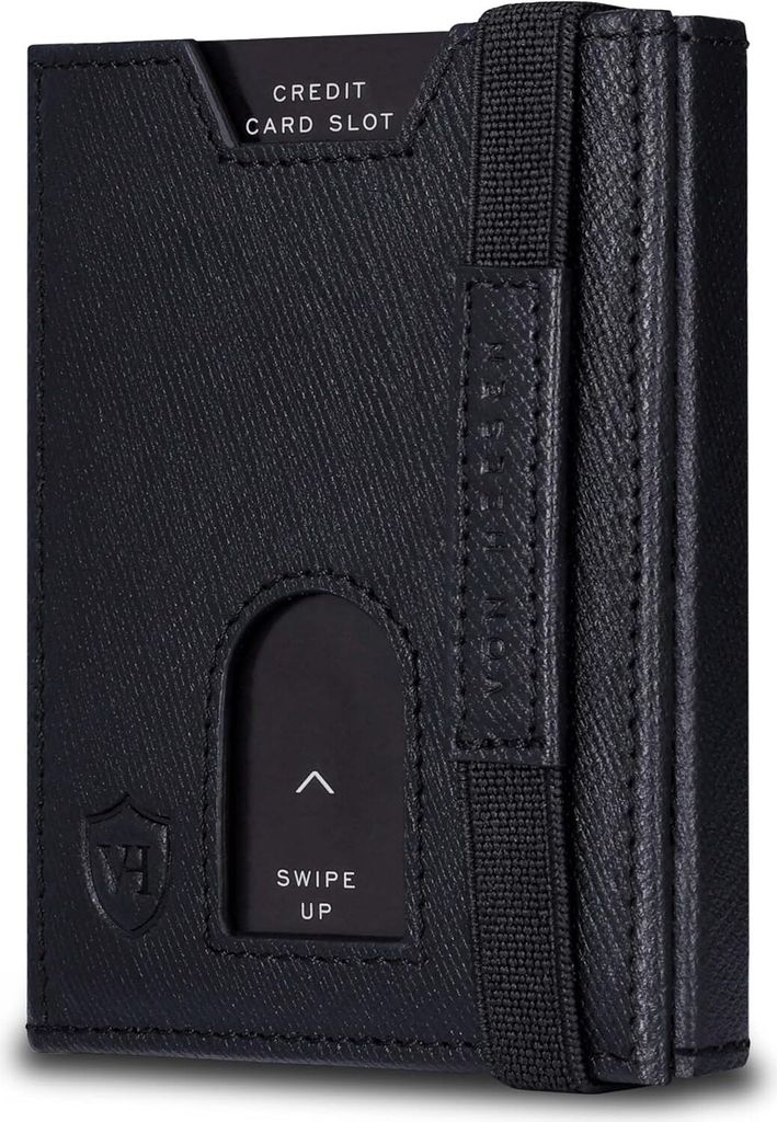 Slim Wallet mit XL Münzfach & RFID-Schutz - Leder Geldbeutel - Mini Geldbörse für Herren und Damen - Kartenetui Echtleder Karten Portemonnaie klein