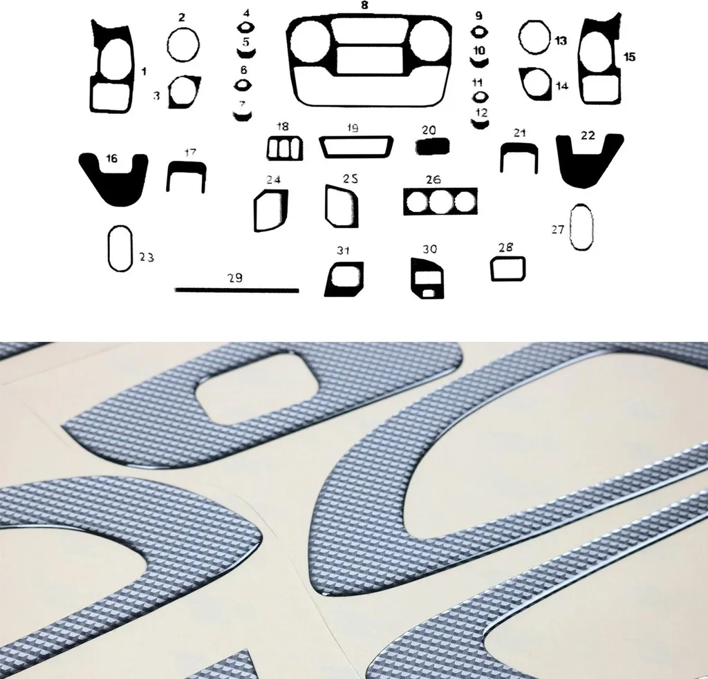 Decorazione interna dell'abitacolo per Opel Movano 2010-2025 in fibra di carbonio 31pcs