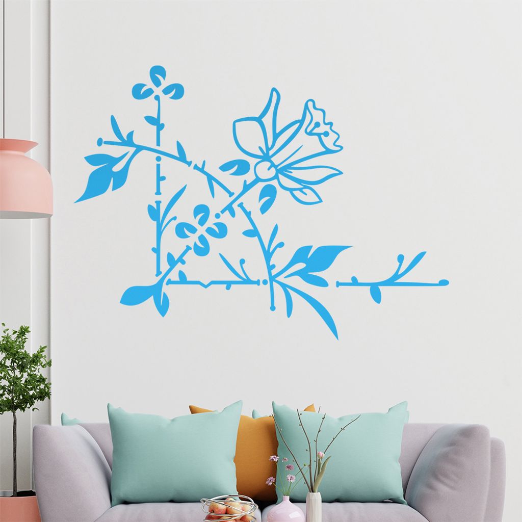 Blume - Ranken Wandtattoo in 6 Größen - Wandaufkleber Wall Sticker - Dekoration, Küche, Wohnzimmer, Schlafzimmer, Badezimmer