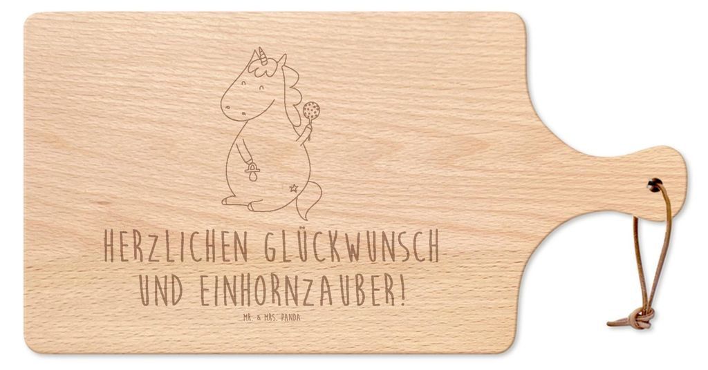 Mr. & Mrs. Panda Holzbrett Einhorn Baby - Transparent - Geschenk, Pizzabrett, Küchenbrett, Brotzeitbrett, Einhörner, Mutter, Brett, Unicorn, Schn...