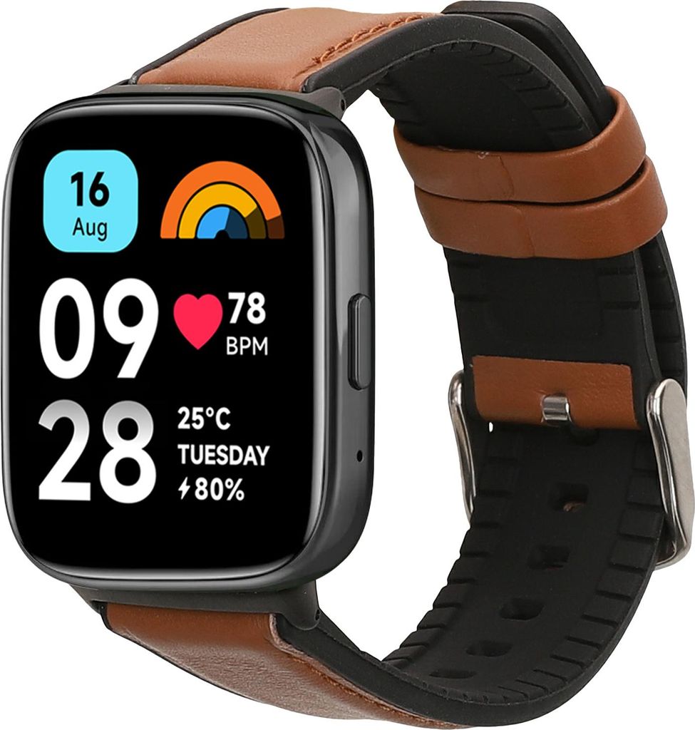 kwmobile Leder Uhrenarmband für Xiaomi Redmi Watch 3 Active / Redmi Watch 3 Lite Armband - Ersatzarmband für Fitnesstracker mit Uhrenverschluss -