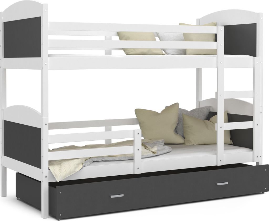 Etagenbett hochbett kinderzimmer kinderbetten jugendzimmer 160x80 weiss grau