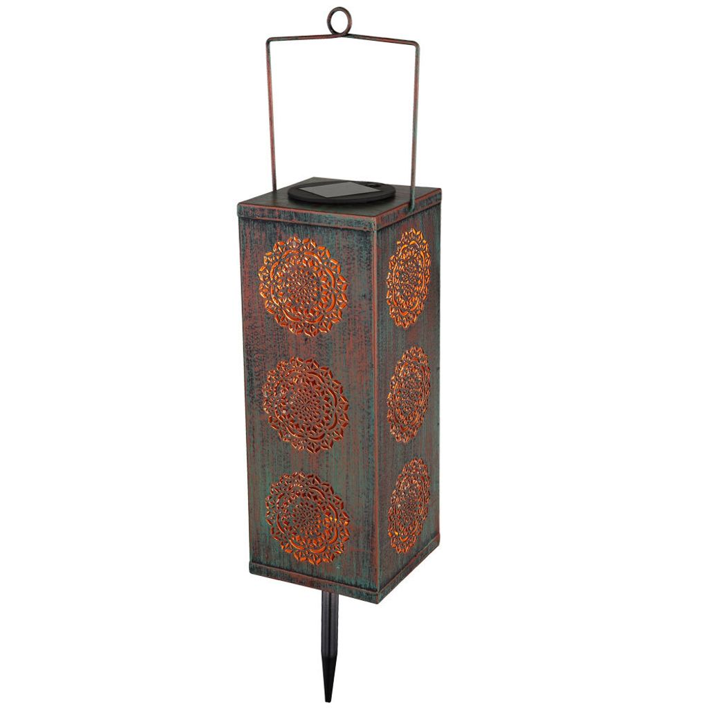 LED Solarleuchte, grün, rost, Blumen Dekor, H 26 cm