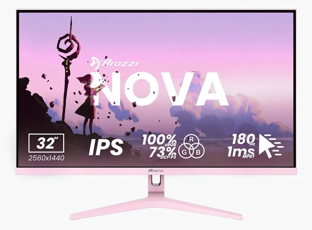 Écran PC Gamer 32 Pouces Rose Arozzi Nova 180Hz spécial Streaming