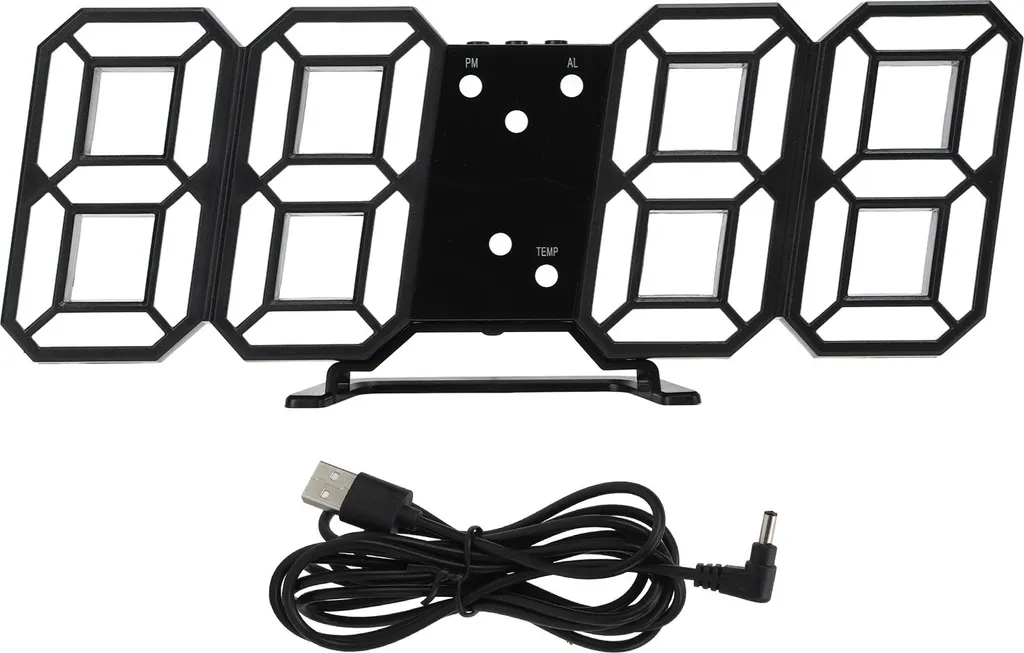 Sveglia LED 3D Design Moderno - Orologio Parete Bianco e Nero