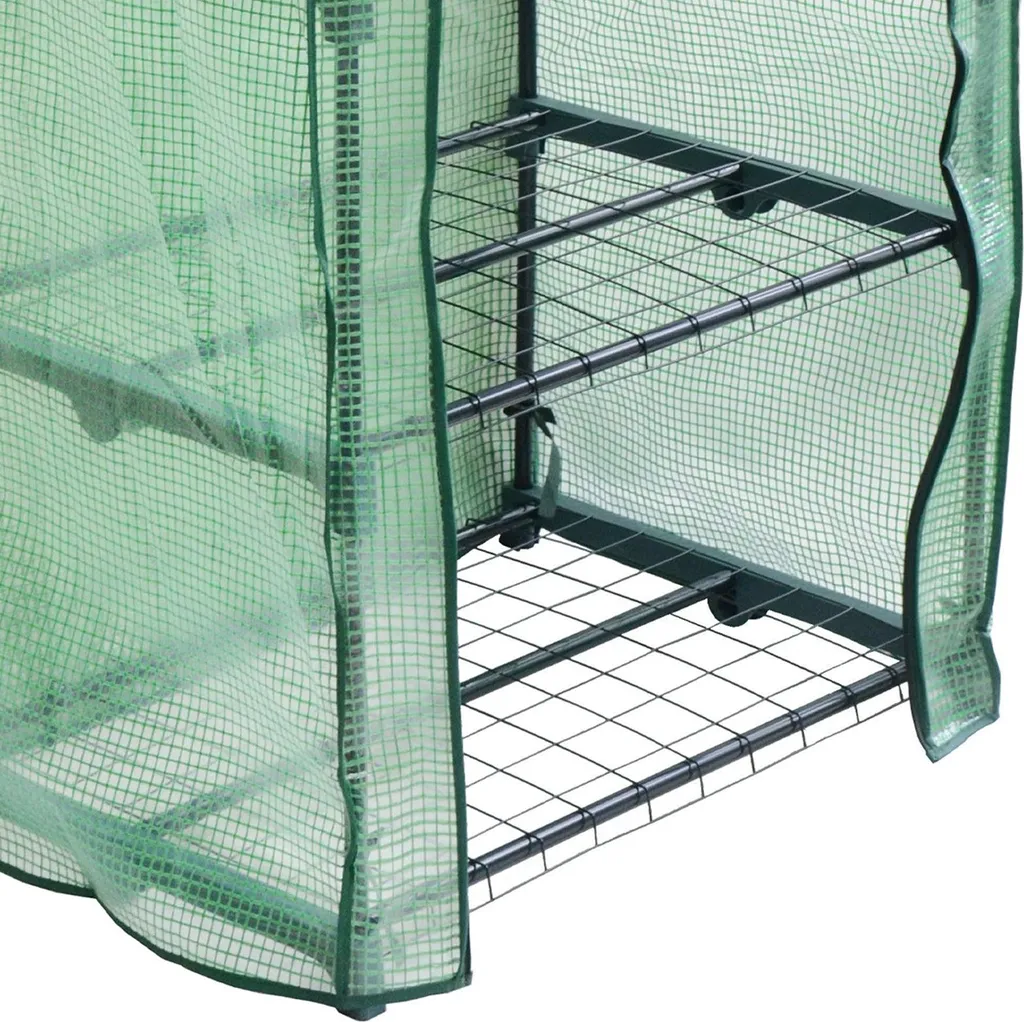 Serre plastique PE avec structure en acier et 4 étagères modulables - 8