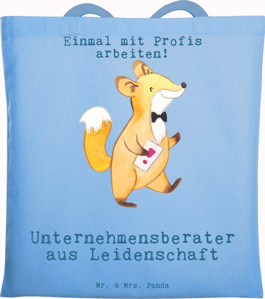 Mr. & Mrs. Panda Shopping Tasche Unternehmensberater Leidenschaft - Sky Blue - Geschenk, schulterbeutel, Tote Bag, Laptoptasche, Büchertasche, Jut...
