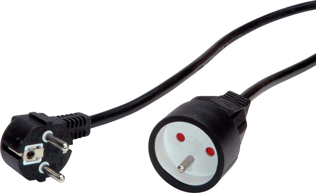 VALUE Schutzkontakt-Verlängerungskabel, 230VAC, UTE Version, schwarz, 5 m