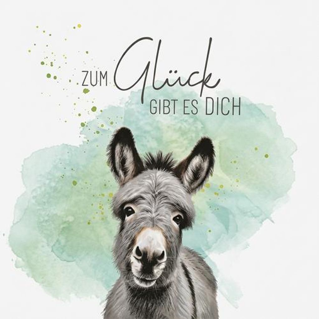 20 Servietten Esel - Zum Glück 33x33cm Produktbild 