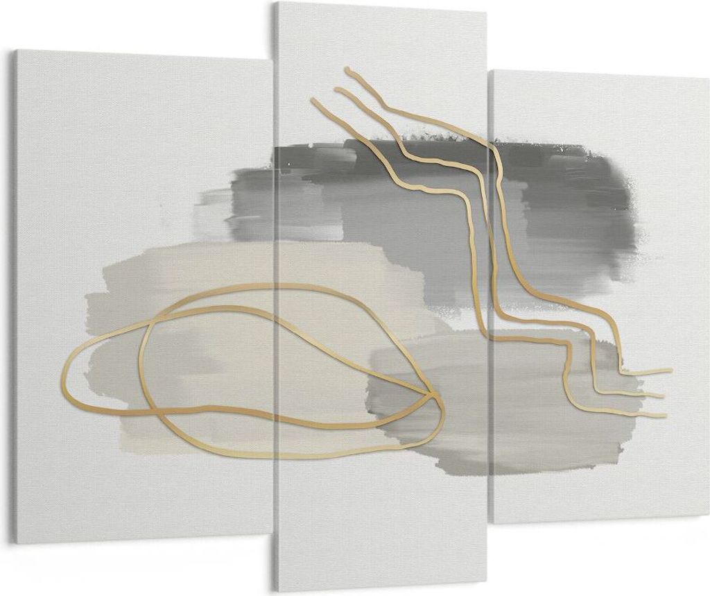 Bild auf Leinwand - Leinwandbild - 3 Teile - Abstraktion Stück Gold - 130x100cm - Wand Bild - Wanddeko - Wandbilder - Leinwanddruck - Bilder - Wan...