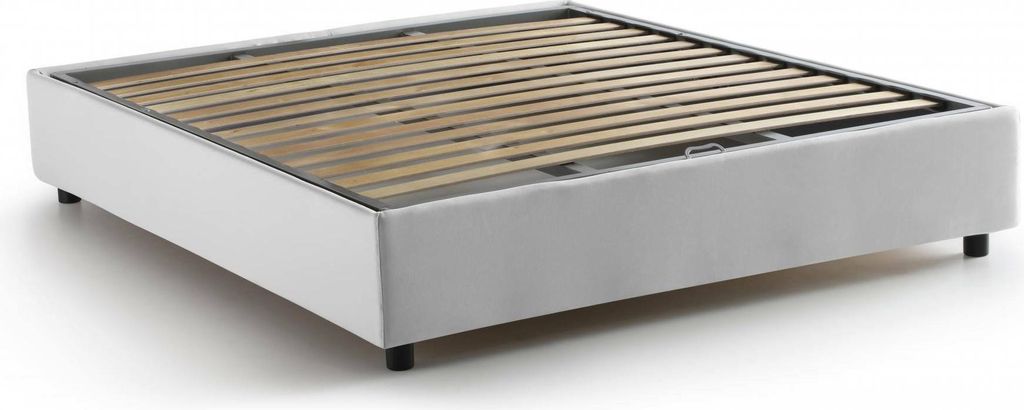 Doppelbett Dgraus, Containerbett mit Stoffbespannung, 100% Italy, Frontöffnung, passend für Matratze Cm 160x200, Weiß