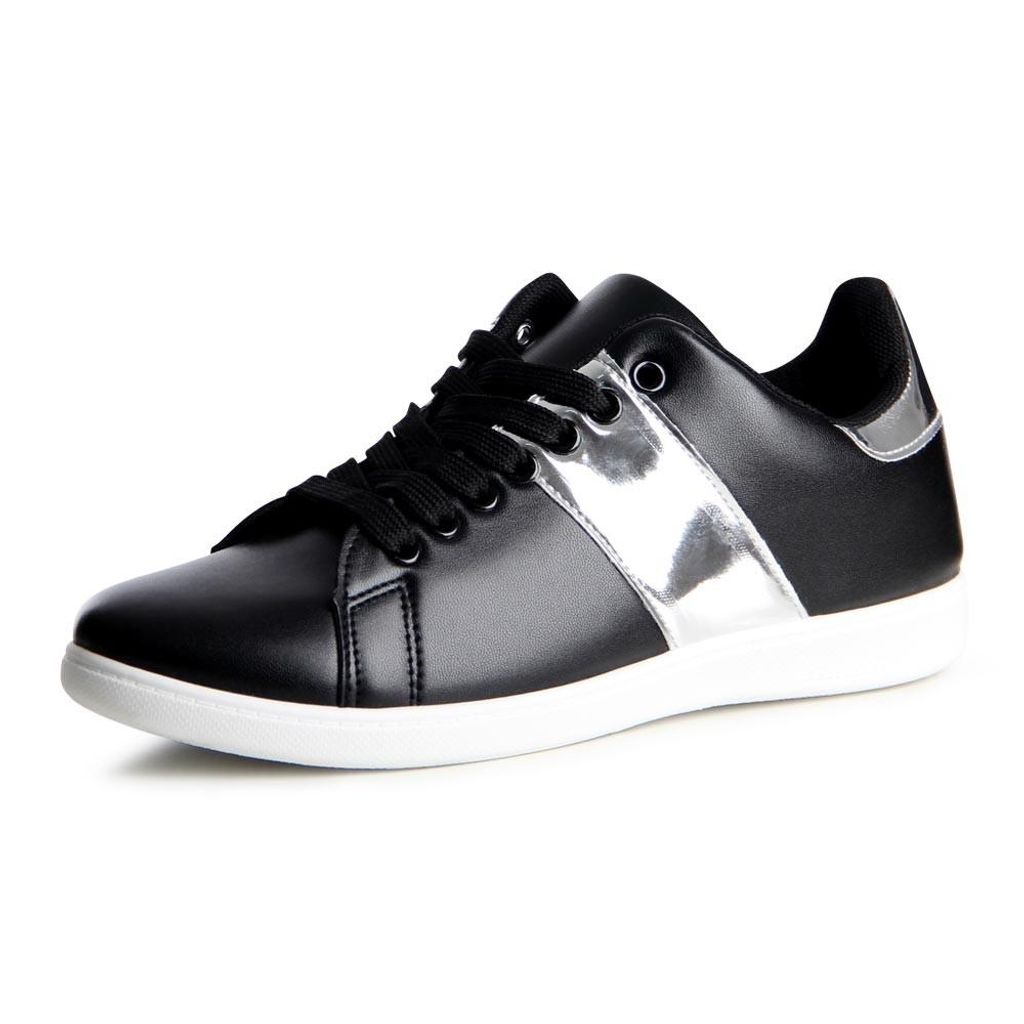 topschuhe24 804 Damen Sneaker Turnschuhe, Farbe:Schwarz Silber, Größe:36 EU