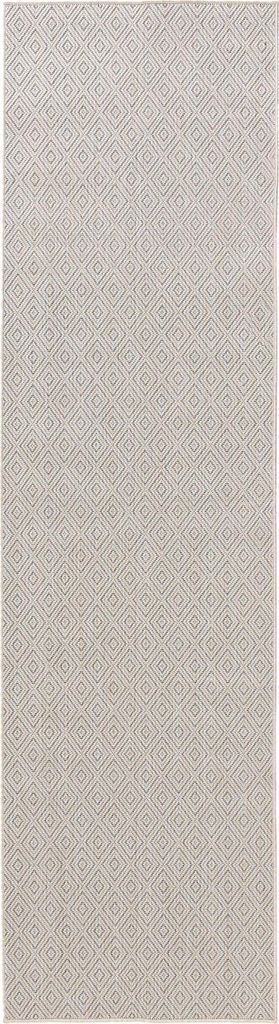 benuta In- & Outdoor Teppich Lou Weiß 80x300 cm Teppich Wohnzimmer Outdoorteppich Läufer Muster Modern Kurzflor Skandinavisch