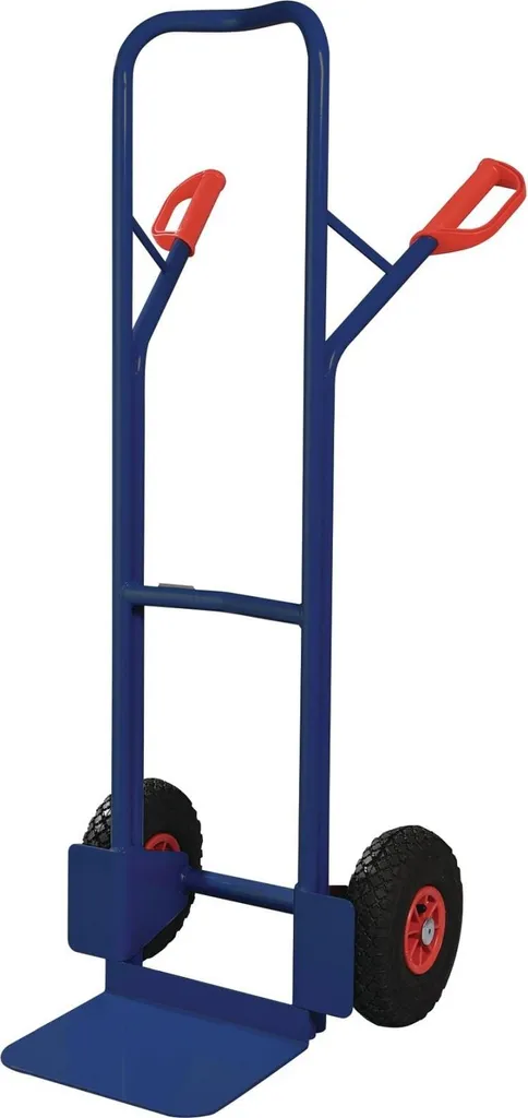 Diable hauteur 1300 mm bleu RAL 5003 charge 300 kg avec roues gonflables