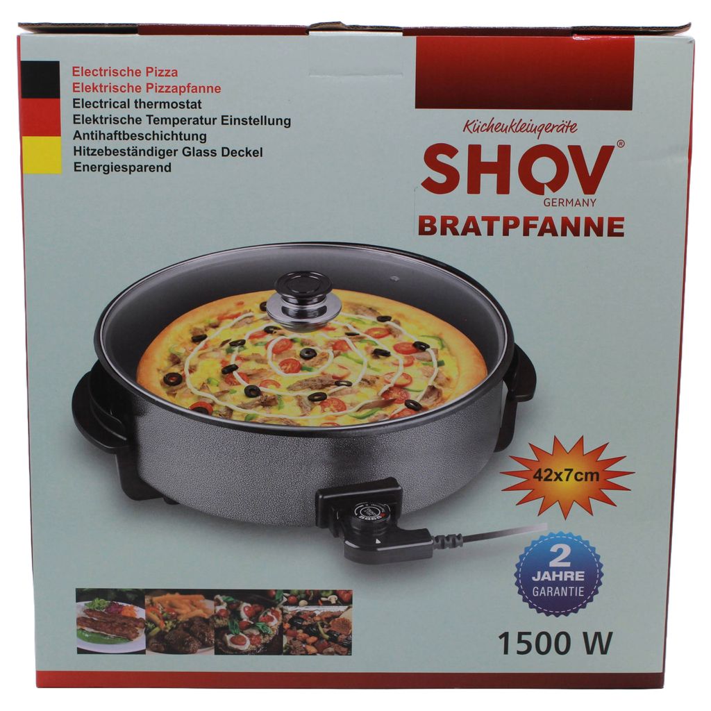 Shov Elektro-Pizzapfanne, Antihaftbeschichtung, 42×7 cm, Produktbild 2