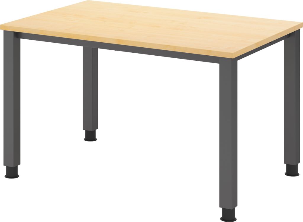 bümö Schreibtisch Serie-Q Gestell: Graphit - Nachbildung Ahorn, Größe: 120 x 80 cm
