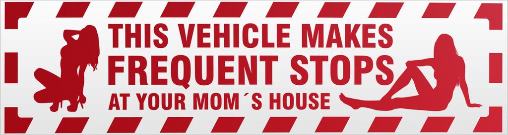 Kiwistar Frequent Stops Your Mom gestreift Magnetschild Schild magnetisch - 60cm Rot - reflektierend - Magnetfolie für Auto PKW Kfz