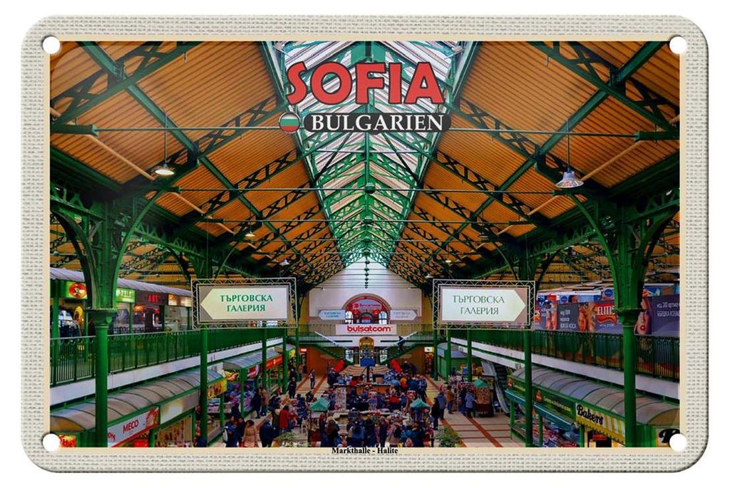 Blechschild Reise 18x12cm Sofia Bulgarien Markthalle Halite Produktbild 