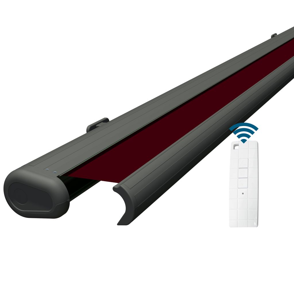 Eclipse Premium elektrische Vollkassettenmarkise Grau 2,5x2 m Tuch: Beere