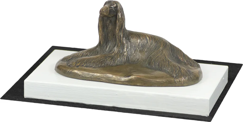 Statue de Lévrier Afghan Art-Dog - Figurine Chien sur Socle Blanc Chic