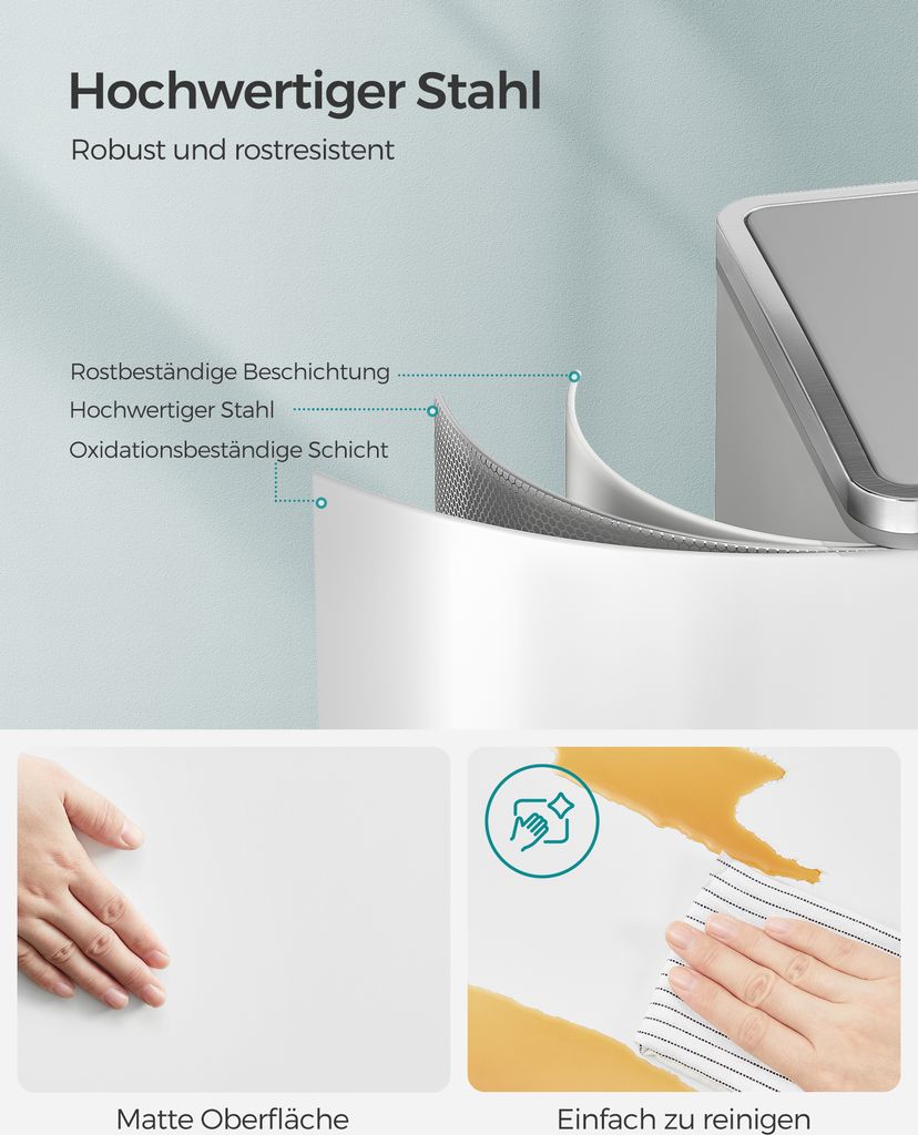 SONGMICS Mülltrenner 2 x 30,0 l weiß Produktbild 3