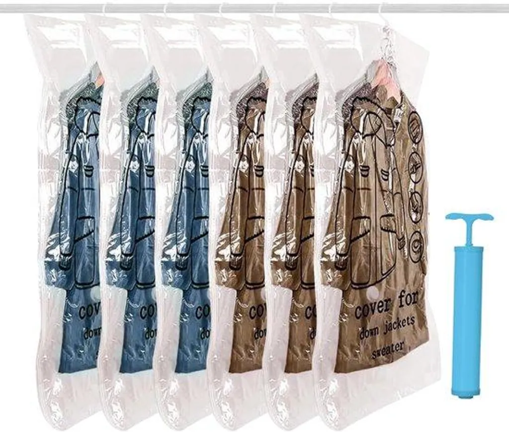 Sacs de rangement sous vide 90 x 70 cm - Lot de 6 avec pompe manuelle