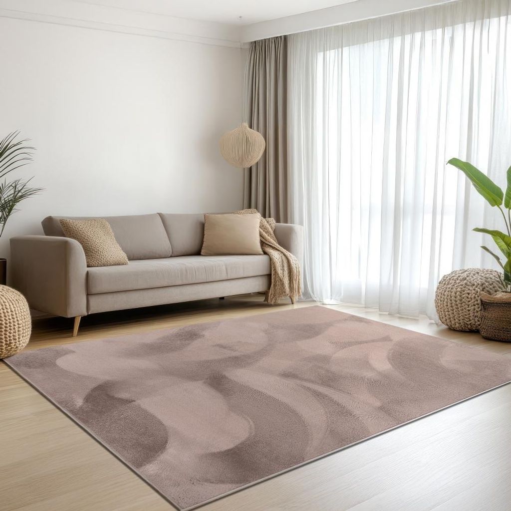 Teppich taupe samtig weich Hasenfell-Optik mit sanftem Glanz Größe - 240 x 340 cm
