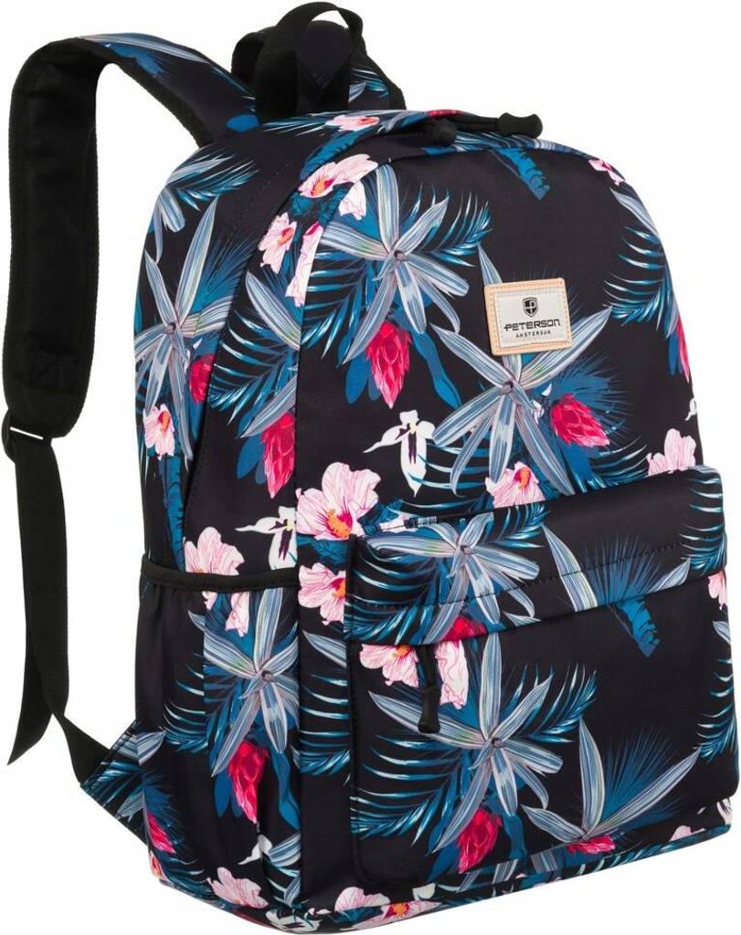 Peterson | Großer, geräumiger Damenrucksack, mit Platz, für einen Laptop, Schwarz, Bunt, 30x41 cm
