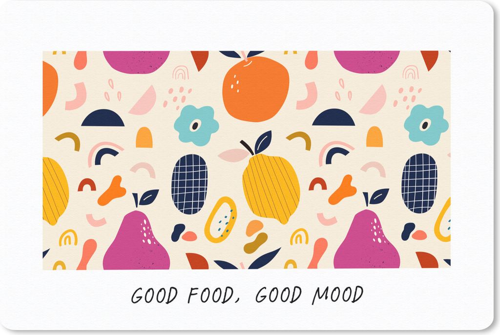 MuchoWow Schreibtischunterlage Zitate - Sprichwörter - Gutes Essen, gute Laune - Essen 60x40 cm - XXL Mauspad - Großes Mauspad