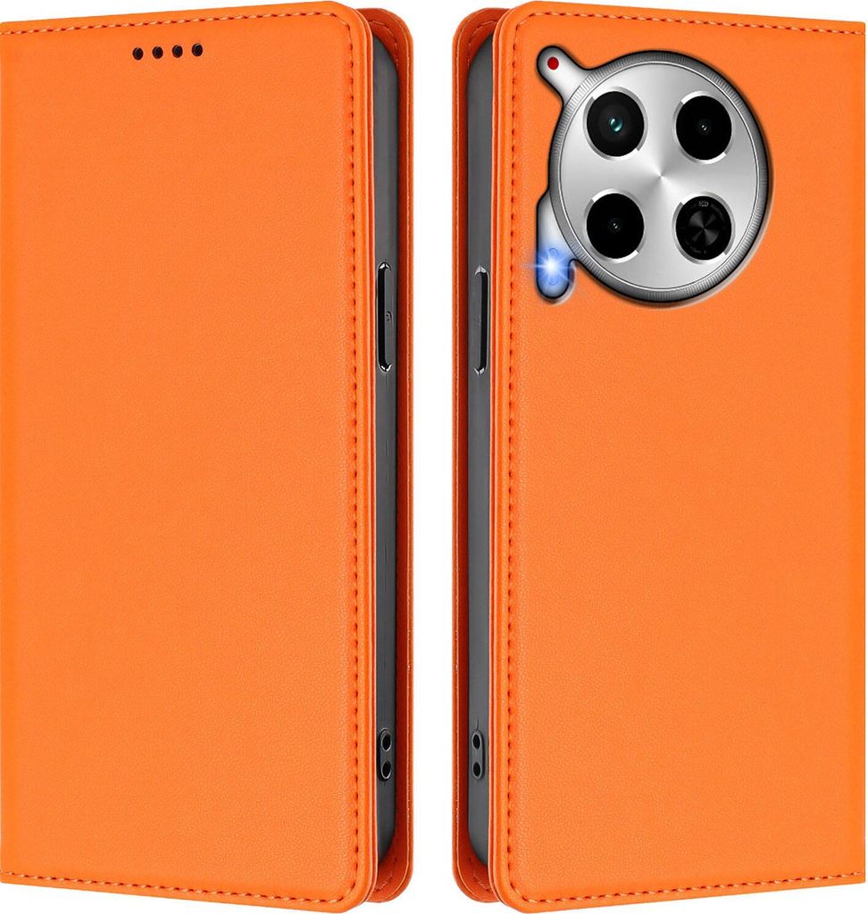 Handyhülle für Tecno Camon 30 4G/Camon 30 5G, Kunstleder Klapphülle Stoßfeste Magnetische Hülle mit Ständer Orange