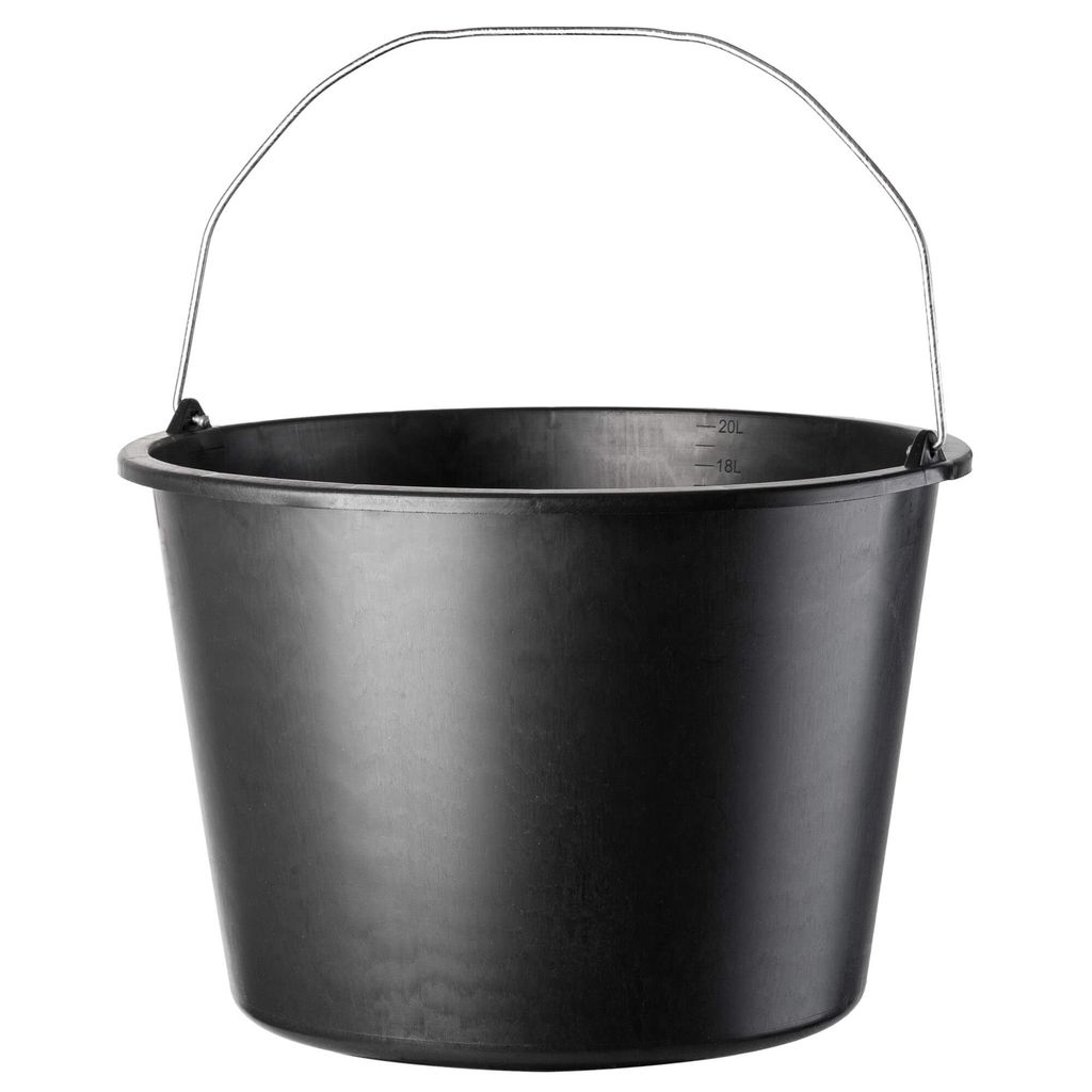 KADAX Baueimer "Bado", Eimer, Mörtelkübel, Putzeimer, Maurerkübel, Wohnaccessoires, Schwarz, 20L, 1 Stück
