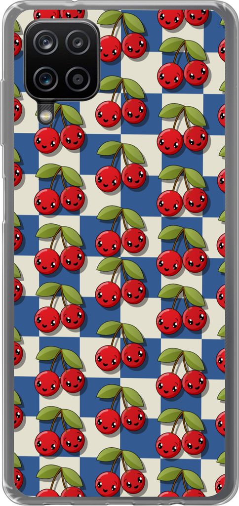 MuchoWow Handyhülle Schutzhülle Hülle für Telefoonhoesje Samsung Galaxy A12 Mädchen - Kirsche - Essen - Muster - Mädchen - Kinder - Mädche...