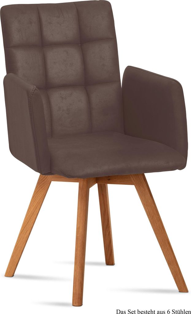 Armlehnstuhl (6er-Set) Dione 52x91x60 Eiche geölt/Braun